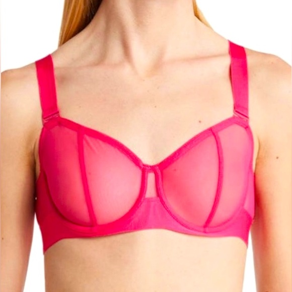 Sexy Pop of Pink DKNY Sheers Bra NWT Sz 32B - Picture 1 of 5